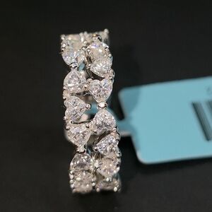 4.32 CTW Moissanite Heart Eternity Band – Size 7 | White Gold Over Silver